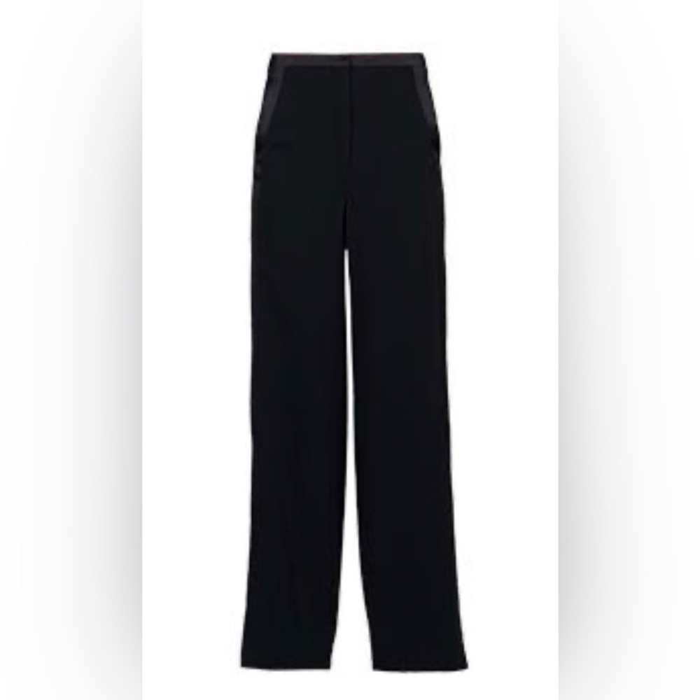 Roberto Cavalli black wide leg pants with stripes on the sides. NWT. XS & M